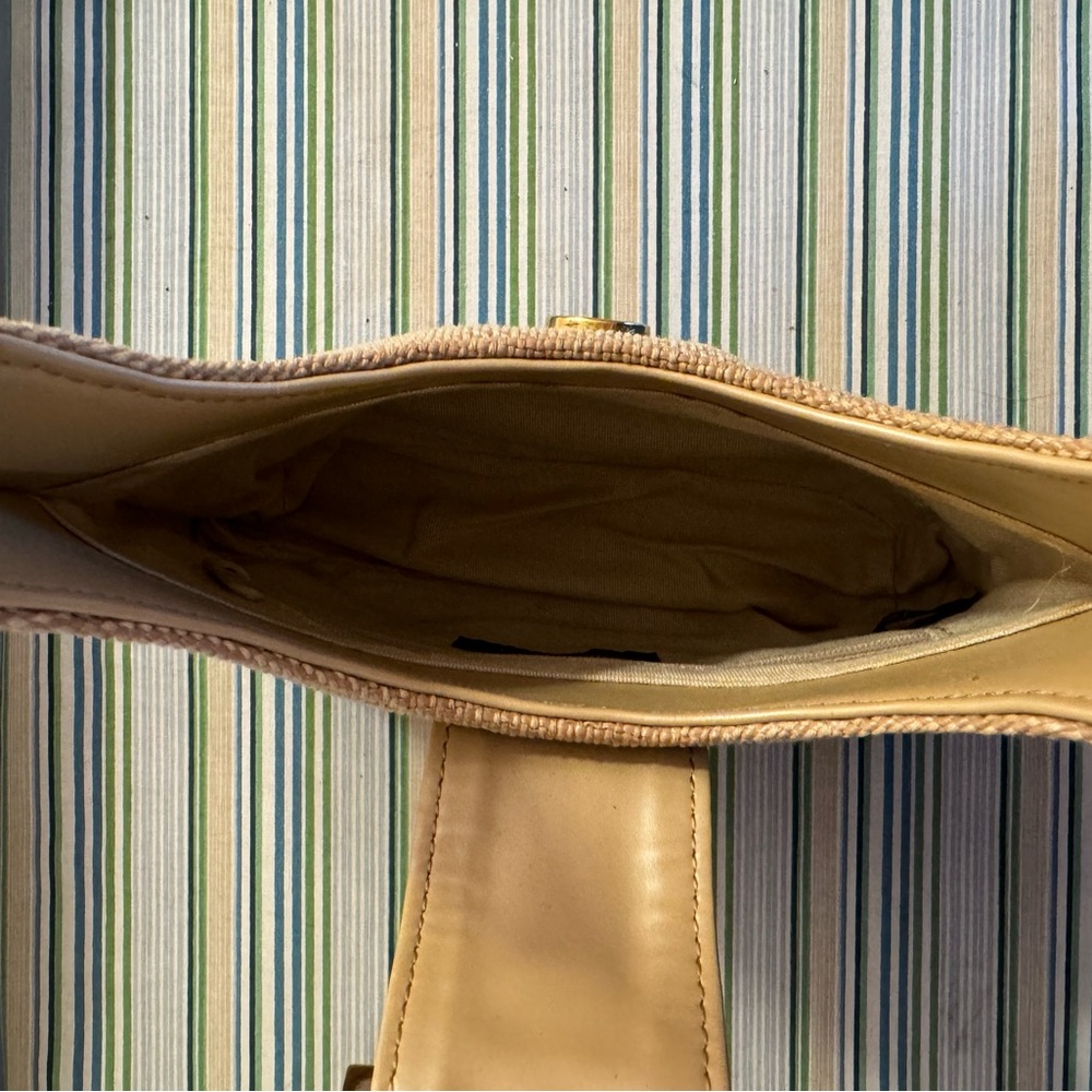 GUC Cream 90s Nine West structured leather & wicker shoulder bag - Picture 8 of 9